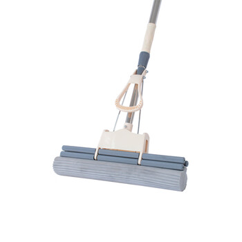 卫洋 WYS073  海绵拖把大号38cm 可伸缩双滚轮式懒人免手洗挤水吸水胶棉拖把 颜色随机