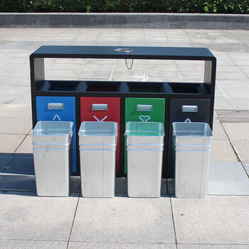 迪恩斯（DEANS）垃圾分类垃圾桶大号户外直投方桶四分类环保垃圾箱室外物业小区街道市政商用环卫果皮箱新国标
