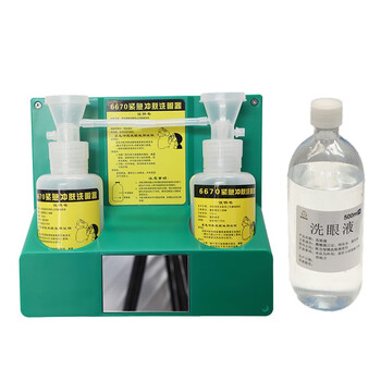 者也 挂壁式洗眼器工业验厂实验室便携双瓶简易冲洗眼睛装置 6670紧急冲肤洗眼器+洗眼液1瓶