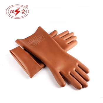 双安  5KV橡胶绝缘手套（直板）带电作业电力配电房安全防触电