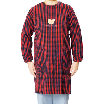 劳博士（LABORS) 罩衣 反穿衣棉围裙长袖围裙劳保围裙 红色混格子