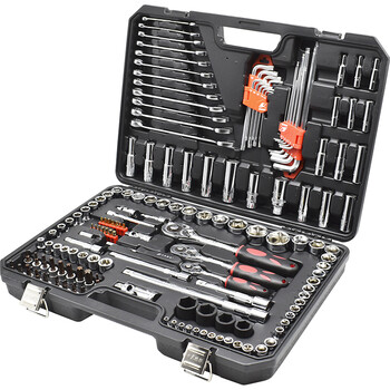 卡夫威尔 6.3mm+10mm+12.5mm汽修套筒组套工具箱套装 棘轮套筒扳手 汽修汽保随车工具 155件套 SS9155A01