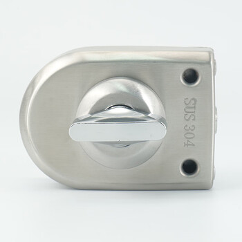 稳斯坦 304不锈钢玻璃门门锁 推拉门单门双门免开孔玻璃门锁 双开插锁 地锁带旋转-内拧外无 W530