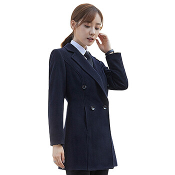 强盛伟业(QSWY)各号 职业装大衣 商务呢子大衣工作服外套 定制 藏青 S-5XL