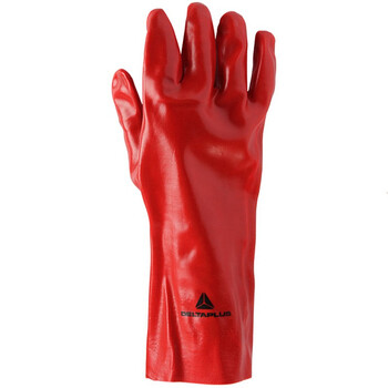 代尔塔（Deltaplus）201735 PVC7335 PVC硫化耐酸碱手套 抗化学品溶剂植棉劳保手套 定做 红色 10码 12副