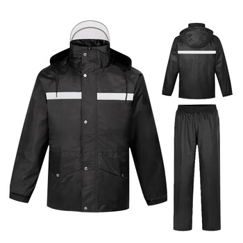 者也 成人双层加厚防暴雨雨衣外骑行雨衣 牛津雨衣带帽檐 L码可定制