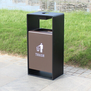迪恩斯（DEANS）户外售楼部庭院垃圾桶大号公共场所室外果皮箱公园小区别墅园林商用垃圾箱 咖啡色镀锌喷塑