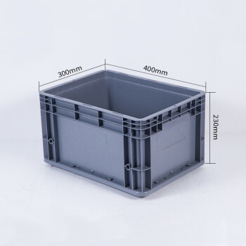 知旦 物流箱 外径:400*300*230mm工业储物箱 ZWL-400230 灰色无盖