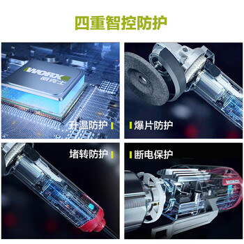 威克士（Worx）工业级无刷角磨机WU980B多功能打磨抛光切割大功率电动工具 100mm无刷1050W 后开关