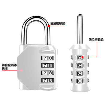飞尔（FLYER）锌合金大号密码挂锁 防水防锈防盗密码锁 柜子箱包健身房安全锁【银色4位密码锁】