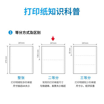 得力（deli）塞纳河打印纸 四联二等份 白色不撕边【N241-4 1/2】