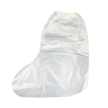 安美尚（ams）一次性PE鞋套高筒加厚靴套牧场养殖场用18G加厚靴套10包（25双/包，5双/捆）定做 白色