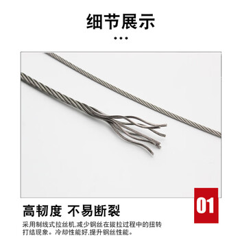 飞尔（FLYER）捆绑绳 钢丝打包绳 包装捆扎钢丝 软钢丝绳【304 结构7x19 直径28mm 1米】