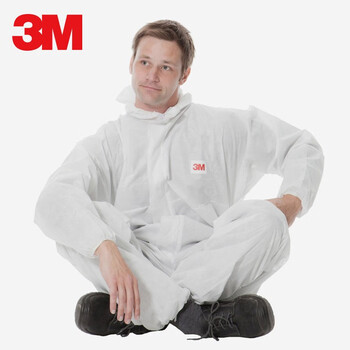 3M 4515白色带帽连体防护服 （Type5&6类防护）防护颗粒物及有限喷溅  M 1件