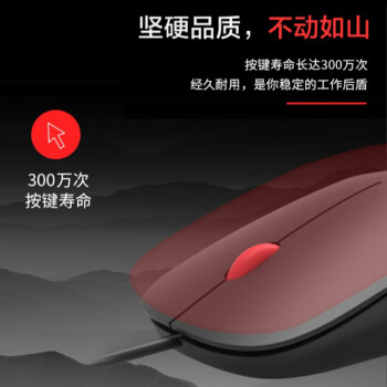 ThinkPad联想（thinkplus）USB有线办公小红点轻音鼠标人体工学对称设计 1.5米长线笔记本电脑台式机通用