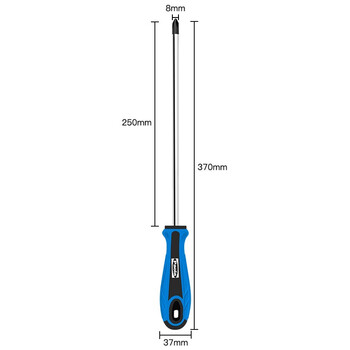 保拉(Paola) 螺丝刀大号十字8*250mm 铬钒钢防滑带强磁性加长螺丝批 起子改锥1539