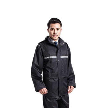 强盛伟业（QSWY） 分体式雨衣雨裤套装反光雨衣 双层 加厚 可清洗雨衣 黑色 尺码 L