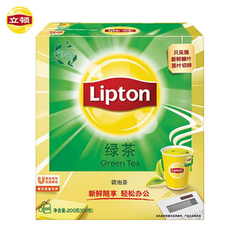 立顿（Lipton）绿茶安徽黄山200g 送礼非独立袋泡双囊茶包办公室下午茶2g*100包