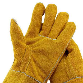 威仕盾（WESTUN）G-0393 35CM牛二层皮防火线电焊手套 金黄色 XL码 1副