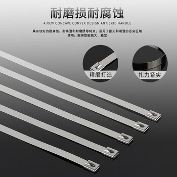 飞尔（FLYER）201不锈钢扎带 白钢滚珠自锁式金属箍扎带 100根/包【19×1500MM】