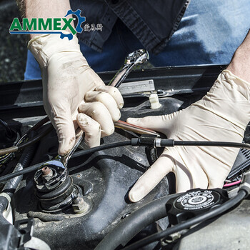 爱马斯一次性乳胶手套 100只 乳白色 中号M码