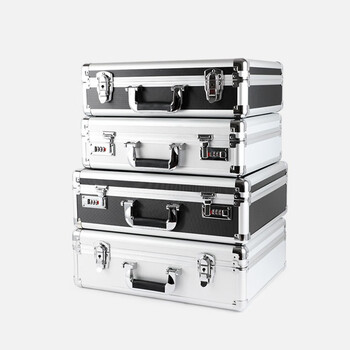 京顿 350*250*120MM铝合金手提箱 工具箱密码锁保险箱精密设备仪器箱 小号配海绵 黑色