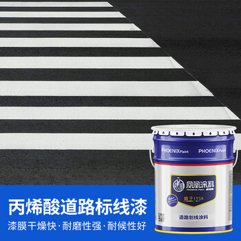 凤凰漆 快干型道路标线漆【黑色 3kg】划线漆路标漆丙烯酸马路水泥地面柏油路涂料