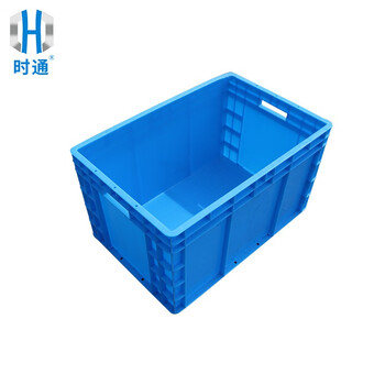 时通欧标EU箱汽配周转箱塑料收纳零件盒加厚物流箱养龟不带盖600*400*340mm蓝色全新料