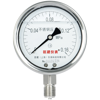匡建仪表（CONJANT）YTN-100BF 304不锈钢耐震压力表 耐高温耐腐蚀 0-0.16mpa 表盘10厘米