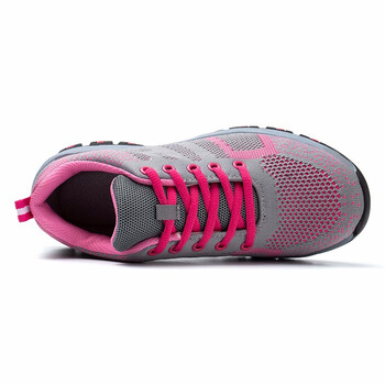 老管家 劳保鞋钢包头防砸防刺穿安全鞋实心底飞织网面透气舒适耐磨轻便时尚女款工作鞋276 粉色34