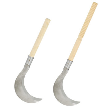 康丽雅 K-0285 木柄弯头镰刀 环卫绿化割草刀砍柴刀农用刀开荒刀 银色小号