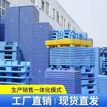 冠思尔网格川字塑料托盘叉车 卡板物流工业栈板塑料库房仓库托盘 全新料网格川字蓝色1200*800*150