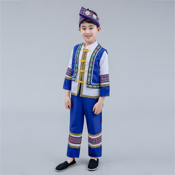 广西壮族三月三儿童少数民族表演服装苗族演出服312岁男童舞蹈服饰男