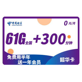 无忧卡星卡日租卡电信卡手机卡4g卡5g全国通用免费卡月享61g送1年会员