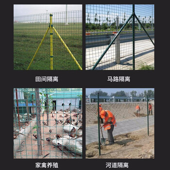 鸣固 荷兰网铁丝围栏网 浸塑双边丝护栏网 高速公路铁路鱼塘果园护栏隔离网 丝径3.5mm带1mm厚预埋柱
