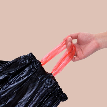 利得抽绳垃圾袋45*50cm*100只单面1丝加厚手提抽绳袋黑色厨房客厅 