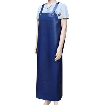 者也 牛筋皮围裙 防水防油加大加厚围腰工业耐酸碱反穿衣 黑色