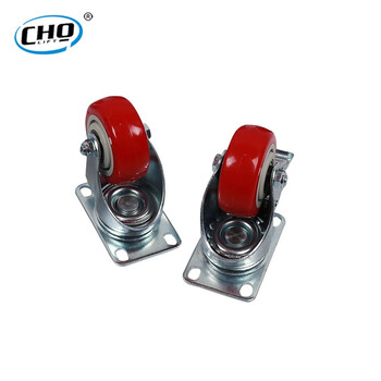 储力小推车工业尼龙PU脚轮3寸4寸5寸定向万向脚轮手推车轮运输双轴承枣红轮2个3寸定向