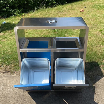 迪恩斯（DEANS）垃圾分类二分类垃圾桶不锈钢户外两分类垃圾箱市政室外小区街道大号商用环卫果皮箱 