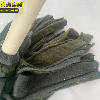 京洲实邦 绿灰布条 企业工厂木杆圆头墩布棉纱吸水木地板普通老式拖把 JZSB-TB8003