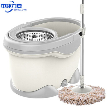 中环力安 【粉红色】拖把旋转免手洗墩布不锈钢托把