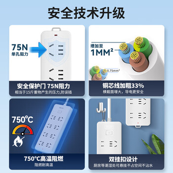 德力西(DELIXI)新国标插座/插线板/插排/排插/拖线板/插板/接线板 6位五孔总控开关 1.8米