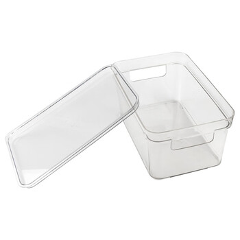 海斯迪克 HKCL-244 桌面提手PET收纳盒 高透明塑料防尘收纳箱 中号360*270*140（1个）