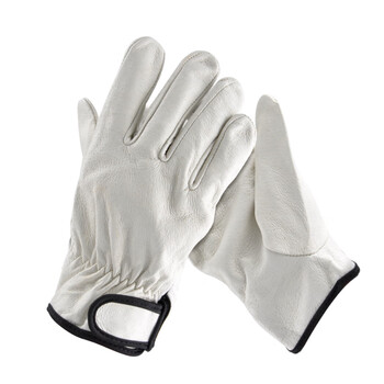 安美尚（ams）淡黄色猪头层皮手套（带魔术贴）定做 2双 XL码