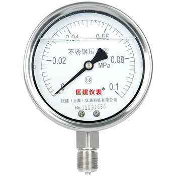 匡建仪表（CONJANT）YTN-100BF 304不锈钢耐震压力表 耐高温耐腐蚀 0-0.1mpa 表盘10厘米