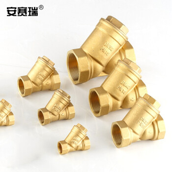 安赛瑞 黄铜过滤器 Y型过滤器内丝铜阀门过滤杂质 DN25 1寸 2个装 430600