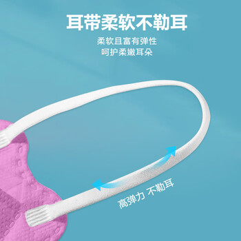飞尔（FLYER）挂耳式折叠防护口罩 无纺布面罩 一次性口罩【kf94粉色 80x200mm】