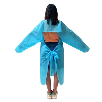 飞尔 一次性反穿衣 加厚带袖防护服发 CPE清洁服 防护围裙 【蓝色 100件】
