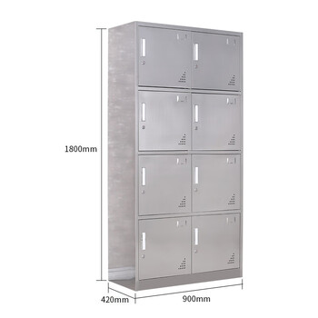 震迪201不锈钢八门储物柜工厂员工收纳柜可定制KG111工业样品柜