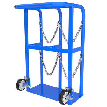 好嘉居氧气瓶固定架40L钢瓶防倒架氧气瓶手推车氮气罐氩气存放架 实验室气瓶支架 双瓶架带轮子